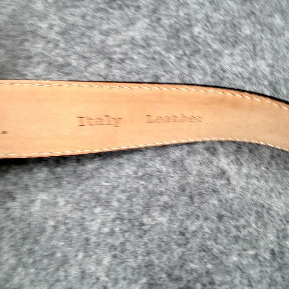 Ann Taylor Black Croc Embossed Italian Leather Belt Large Covered Buckle Italy